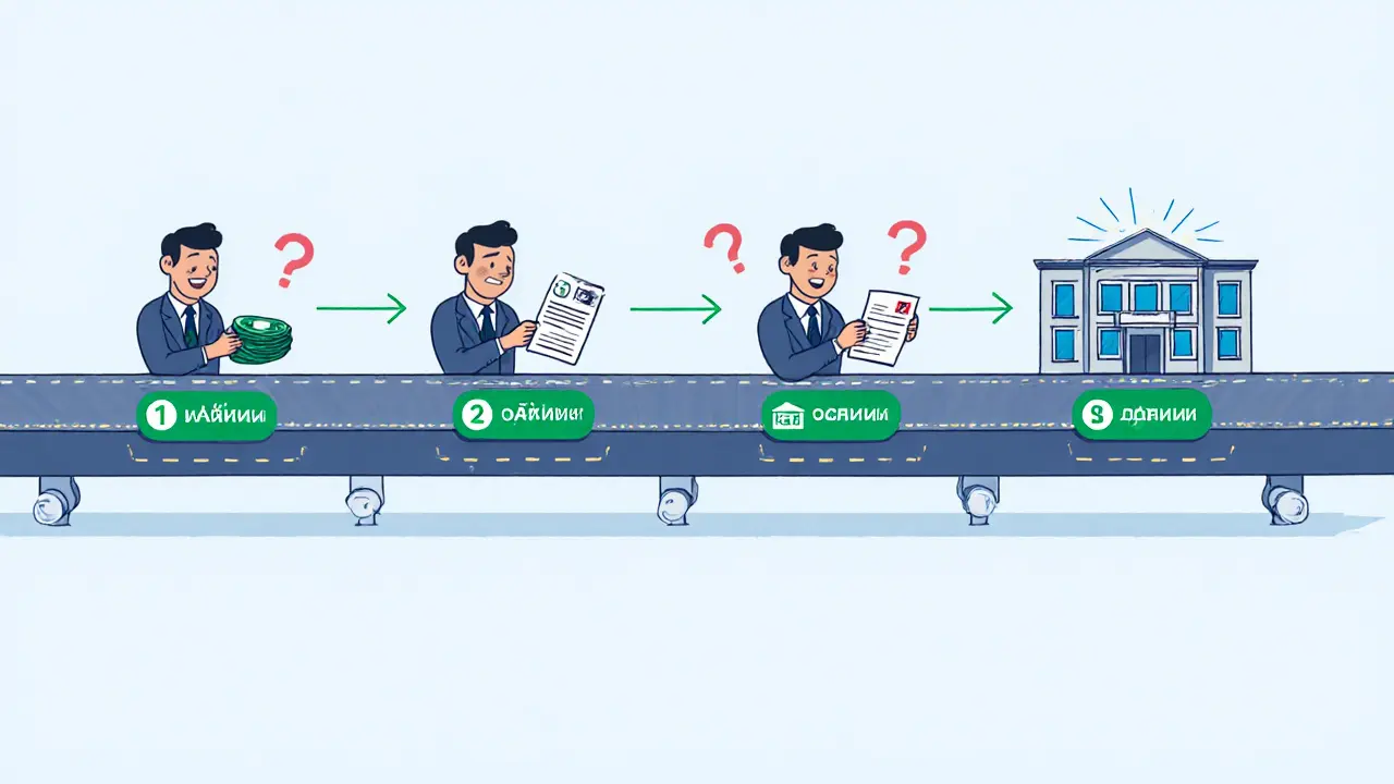 Конвейер с четырьмя способами продажи ипотечной квартиры: погашение, оплата банку, переоформление и переуступка.