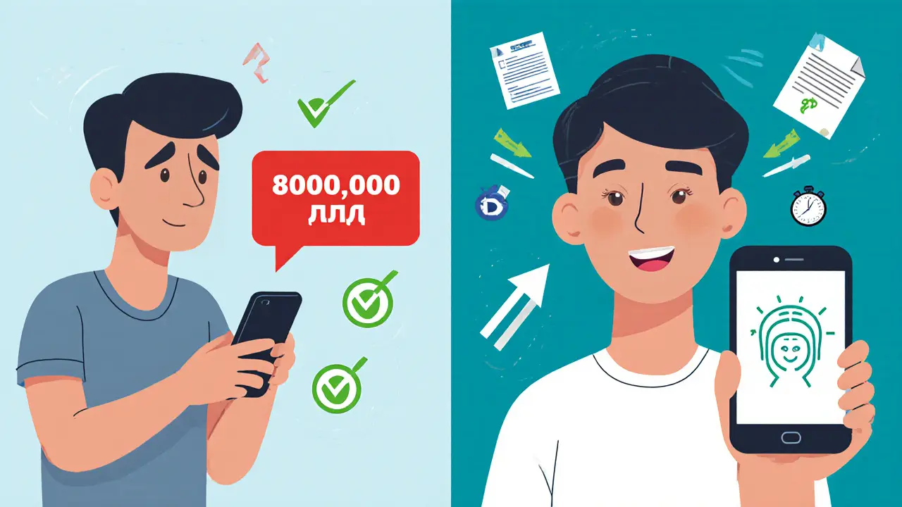 Сравнение: отказ в переводе слева и успешное повышение лимита через биометрию справа.