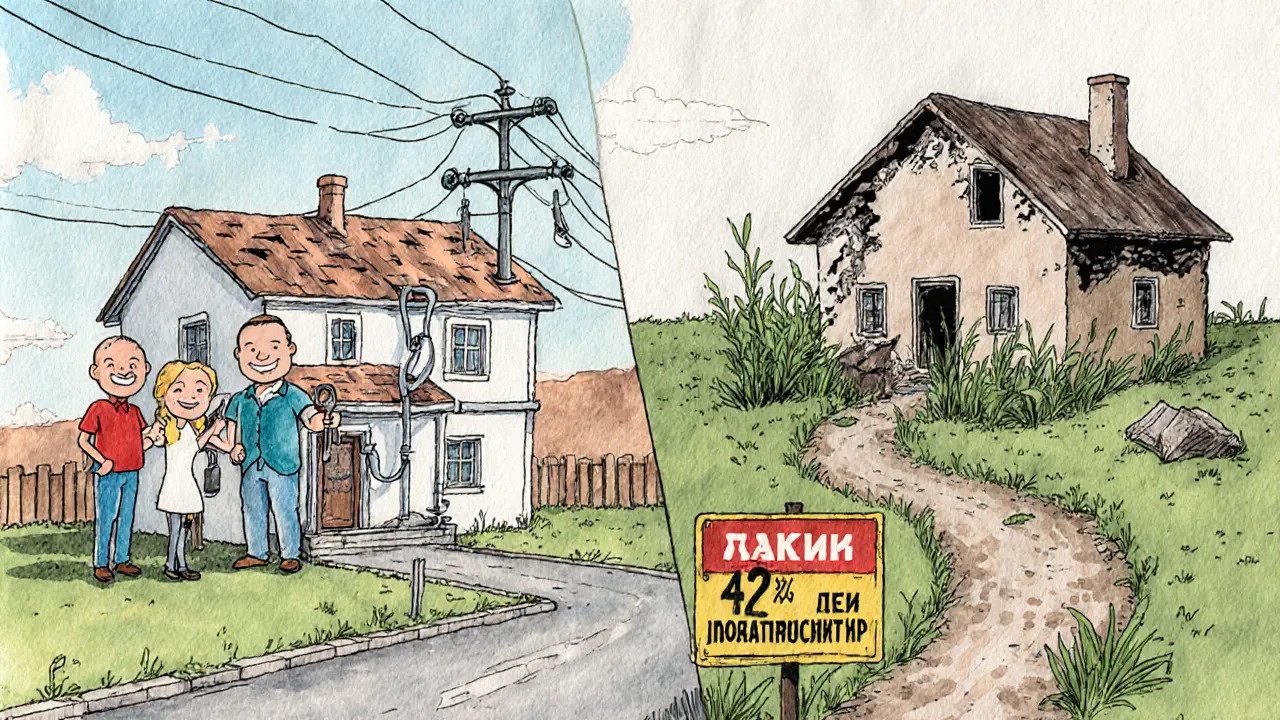 Два сценария: уютный дом с коммуникациями и заброшенный дом без света и газа.