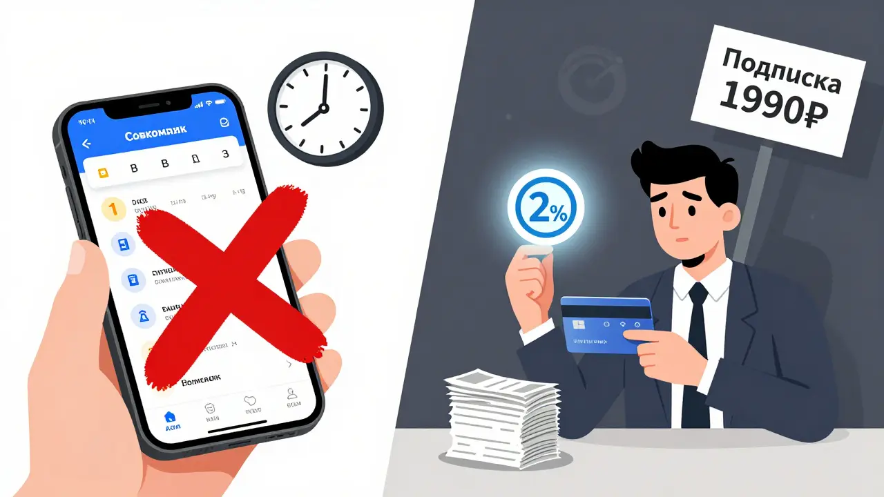 Сравнение: один человек в панике переключает категории кэшбэка, другой спокойно использует простую карту без условий.