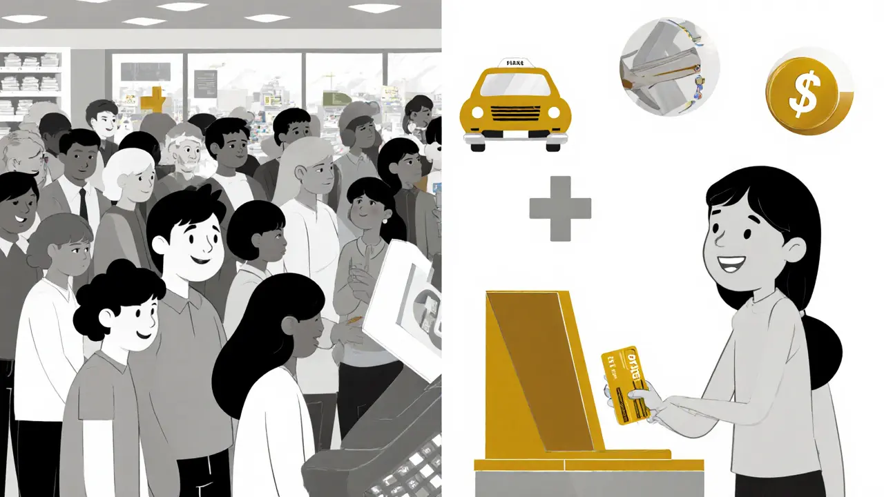 Сравнение: стресс в очереди против комфорта с премиальной картой и кешбэком.