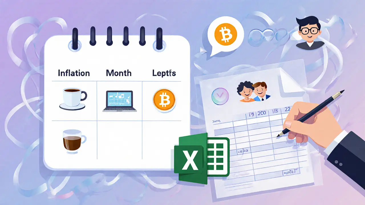 Эволюция бюджетного шаблона за полгода: добавляются расходы на удалённую работу, криптовалюту и инфляцию.