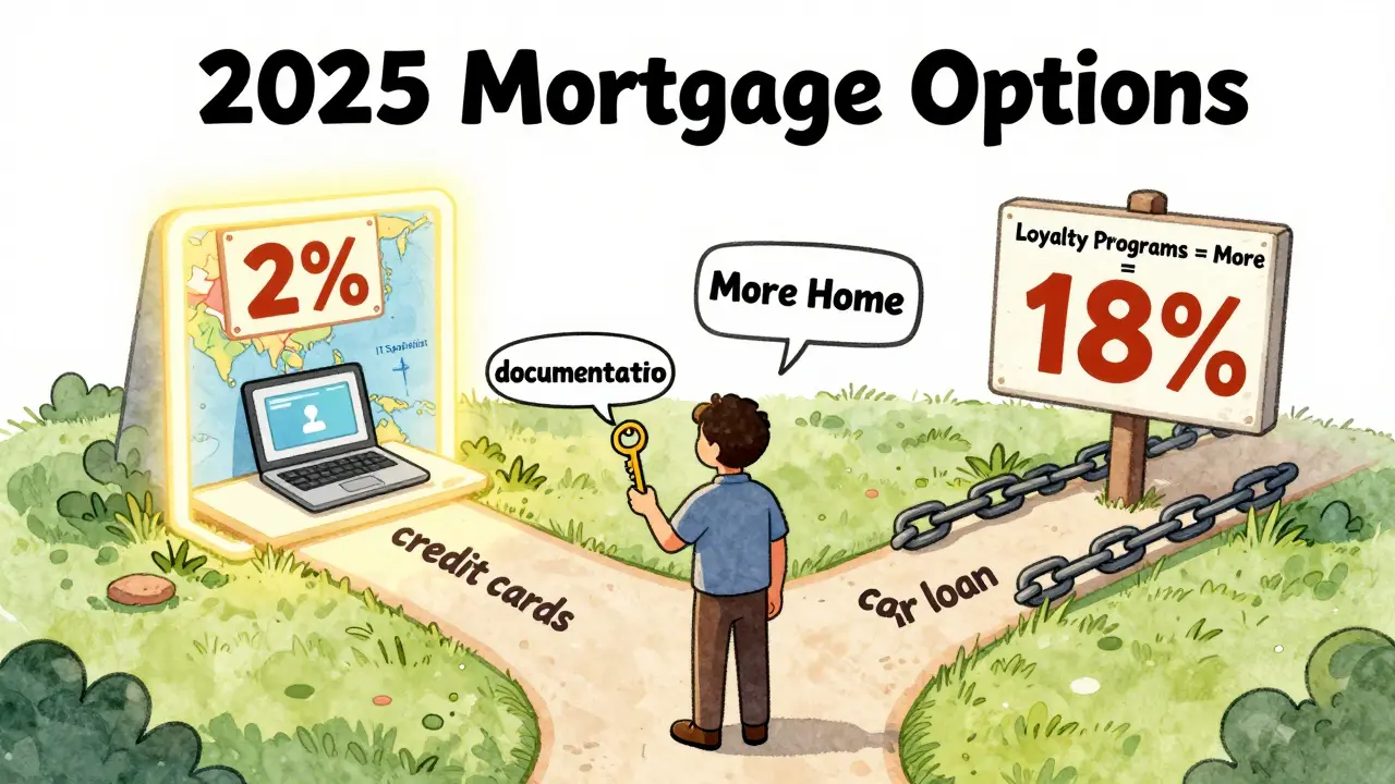 Человек выбирает между выгодной ипотекой с льготной ставкой 2% и дорогим кредитом с долгами.