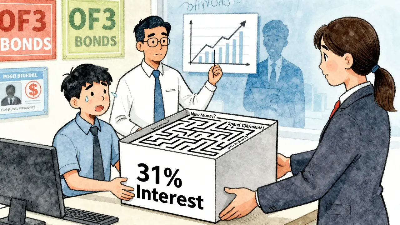 Клиент в лабиринте условий кэшбэка, рядом — спокойное инвестирование в ОФЗ.