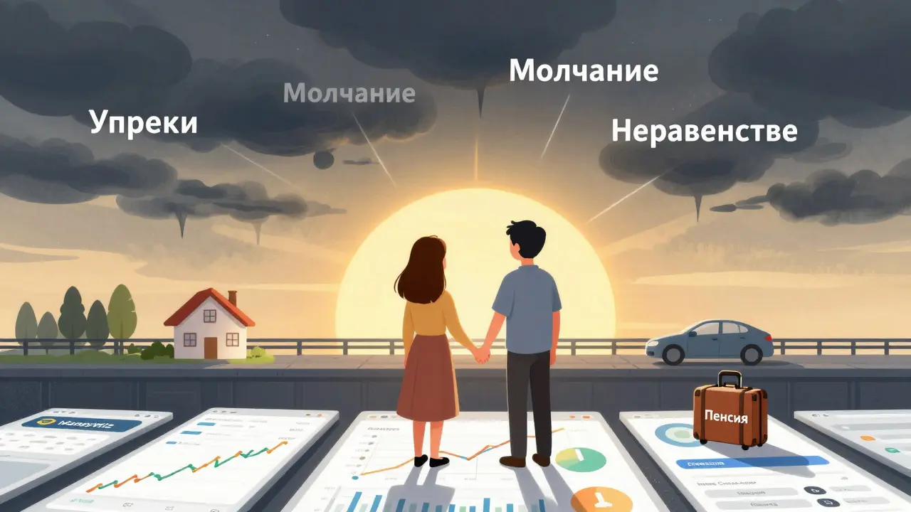 Пара идет по мосту из финансовых данных к светлому будущему, тучи конфликтов исчезают.