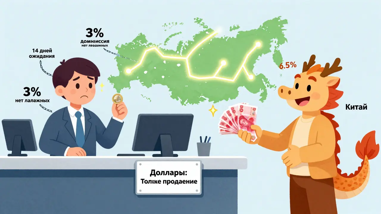 Банковский сотрудник отказал в выдаче долларов, клиент с юанем получает доход 6,5% с дружелюбным драконом.
