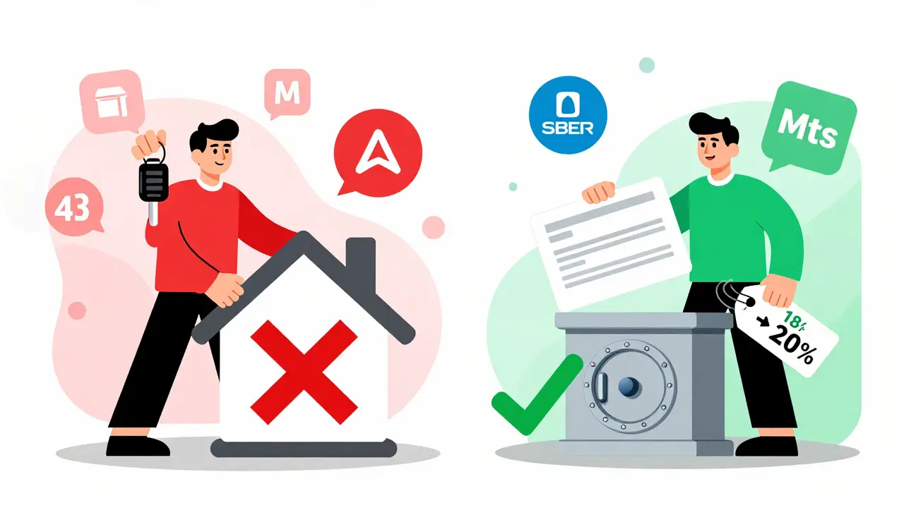 Сравнение: отказ в кредите без залога и одобрение с недвижимостью, снижение ставки.