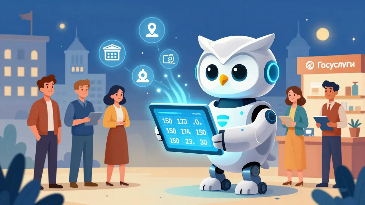Дружелюбный сова-ассистент показывает кредитные предложения россиянам из малых городов, подключённым к Госуслугам и другим государственным сервисам.