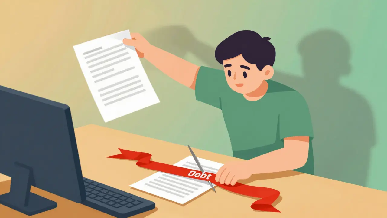 Графический герой удаляет старые долги и собирает финансовые бумаги