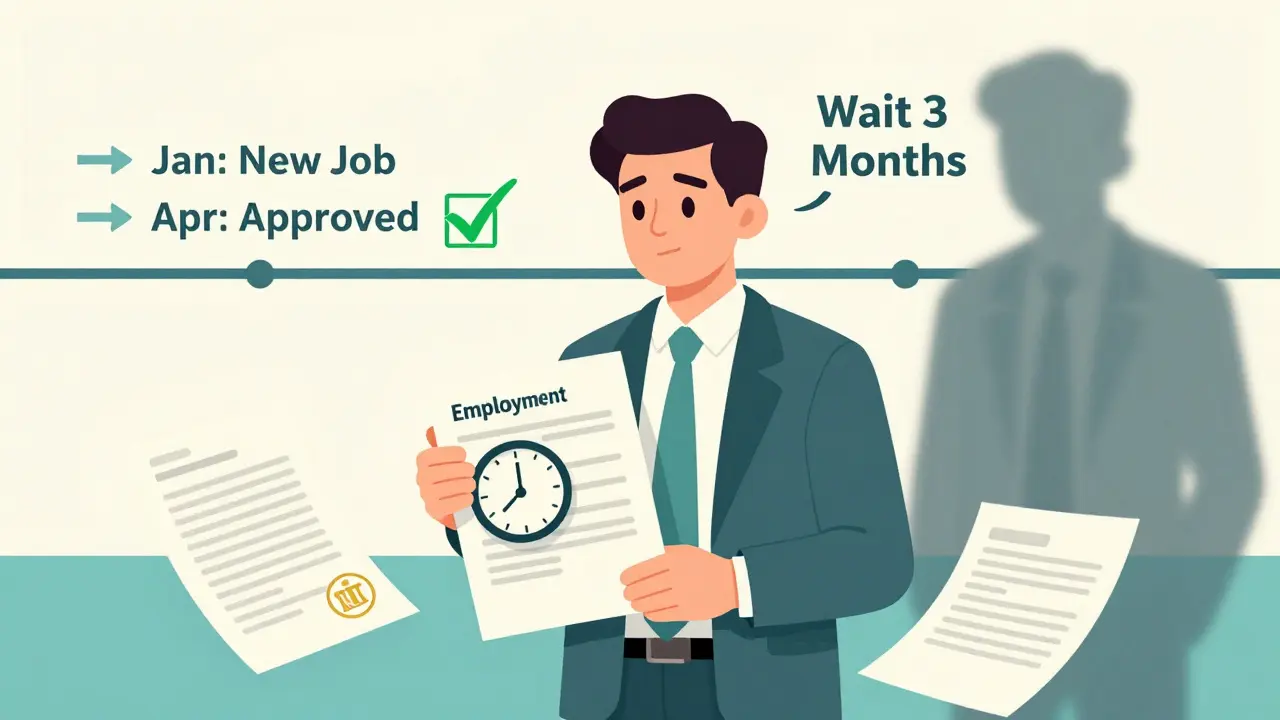 Мужчина с контрактом и часами, на фоне временной шкалы: подождите 3 месяца, чтобы одобрили ипотеку.