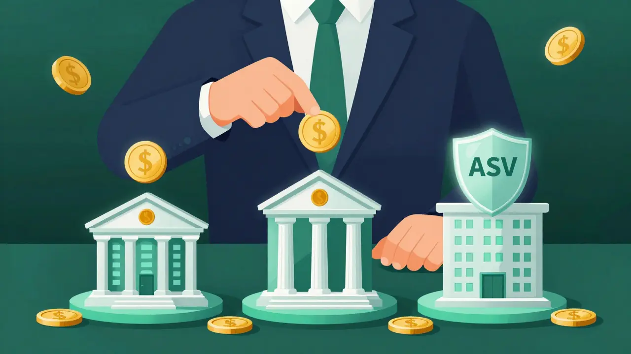 Распределение сбережений между тремя разными зданиями банков