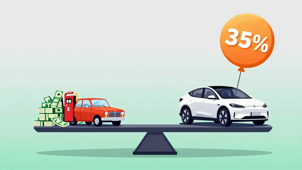 Сравнение стоимости бензинового авто и электромобиля с большой скидкой 35%