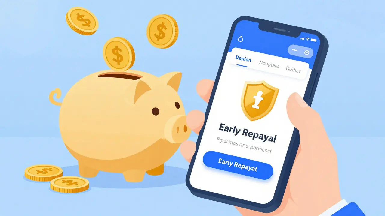Смартфон с приложением банка и символы экономии