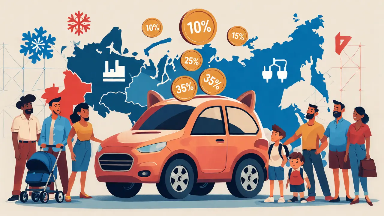 Иллюстрация государственных субсидий для семейных авто